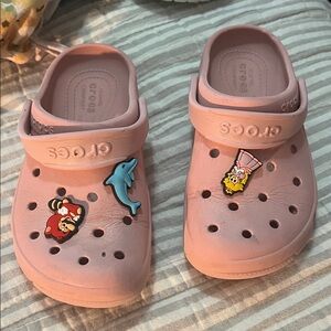 CROCS Kids Light Pink Slippers with Fun Charms